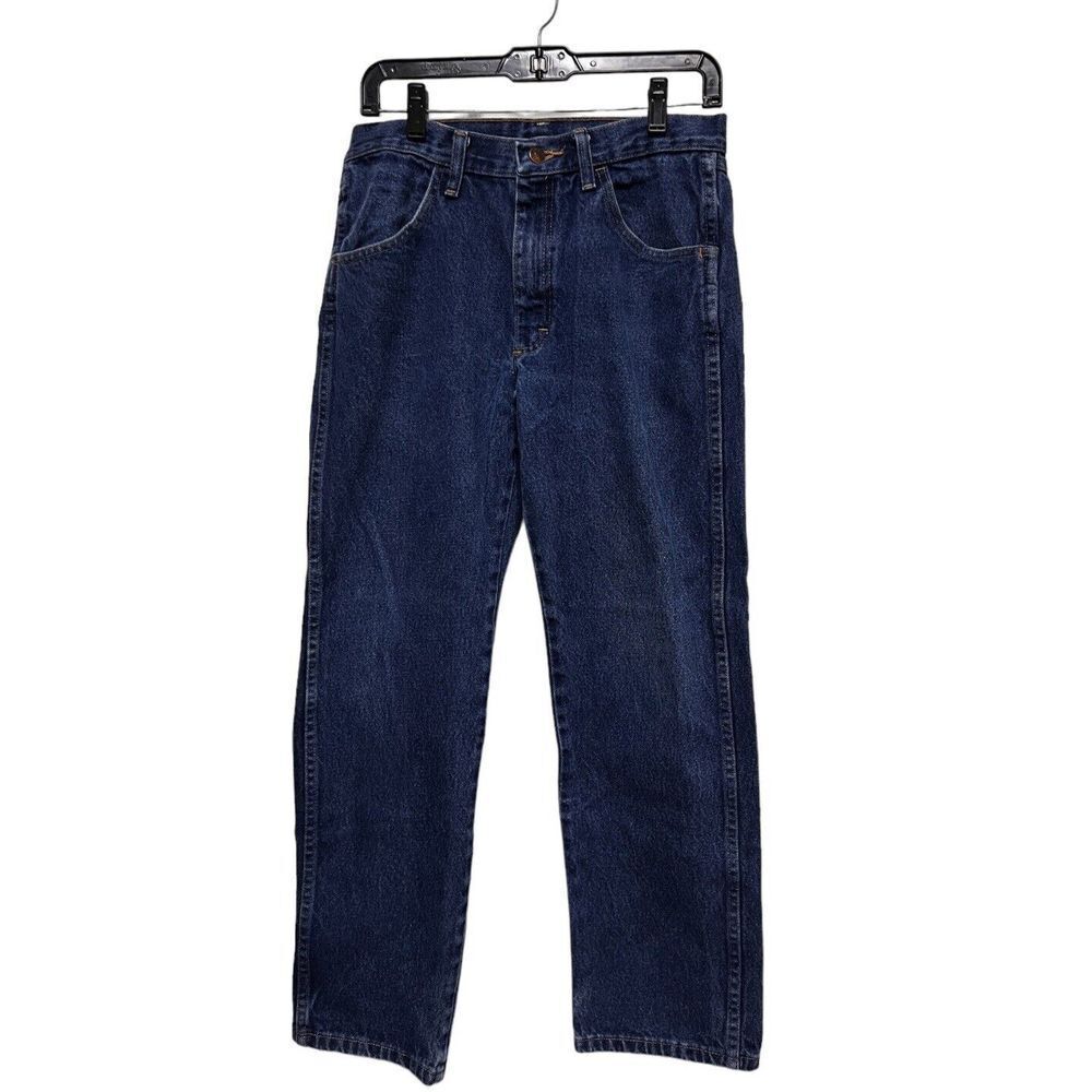 Rustler Mens Straight Leg Dark Wash Denim Jeans 31x30 87619PW Blue Cotton
